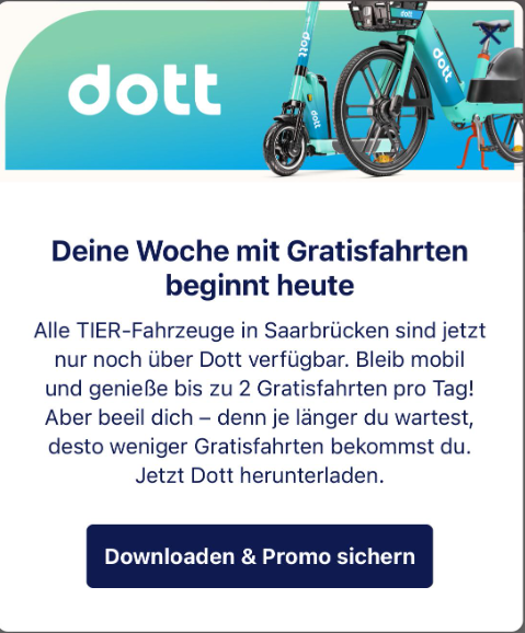 Dott App Aktion kostenlos Fahren